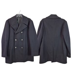 Viking Military Black Wool Double Breasted Enlisted Men's Vintage 1968 Overcoat